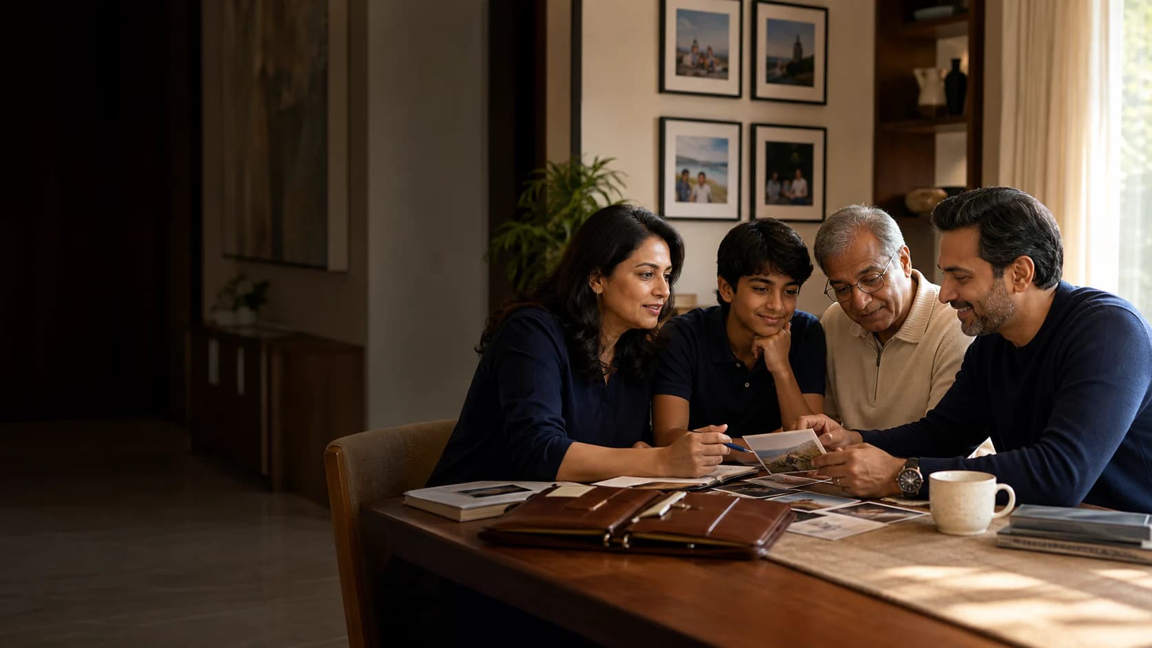 A multigenerational family considering their future together at home